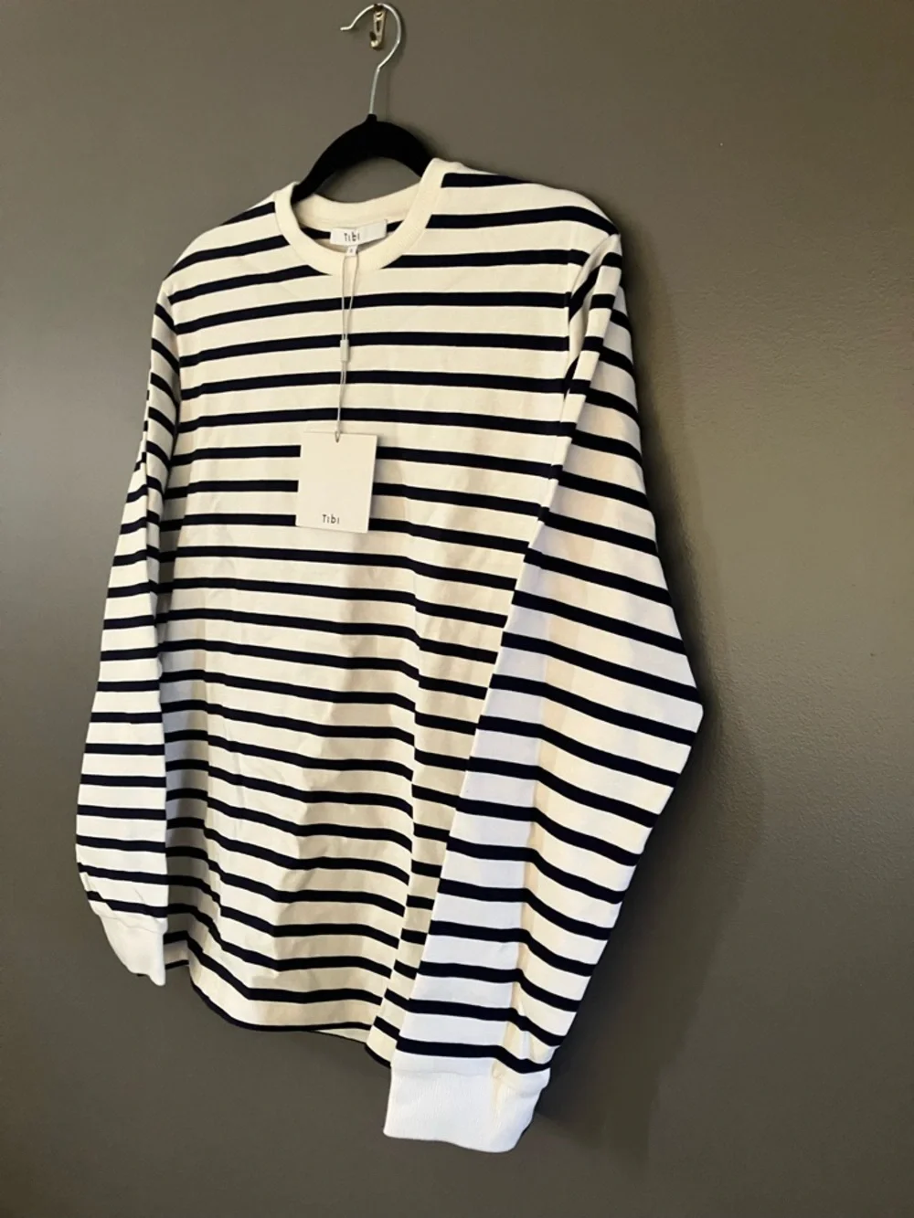 Tibi Tibi Striped Perfect Unisex Long Sleeve T-Shirt - Picture 7 of 11